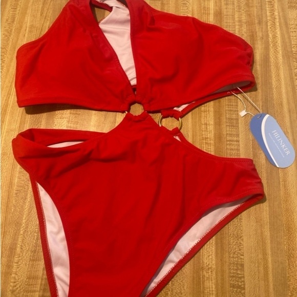 Hilinker Women's O-Ring Cutout Halter Swimsuit High Cut Bathing Suit NWT size M - Picture 7 of 10